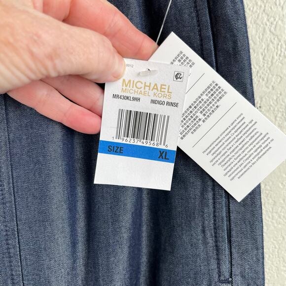 Michael Kors Indigo Blue High Rise Wide Leg Pull-On Utility Ankle Pant XL NWT - Picture 12 of 16